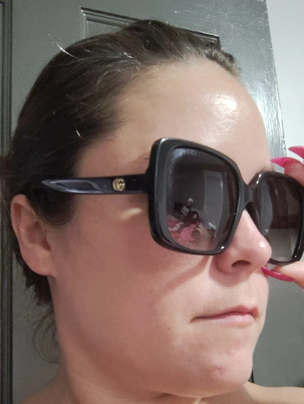 Gucci Black Oversized Square Women's Sunglasses